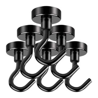 6 black metal magnetic hooks